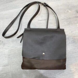 Roots 73 Nylon and Leather Taupe Colored Crossbody Bag with Adjustable Strap